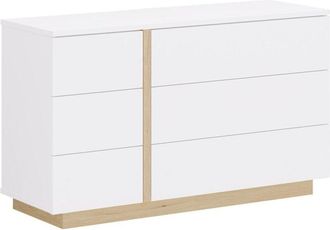 Vente-Unique Comò 6 cassetti Bianco e naturale - NAPOLI II