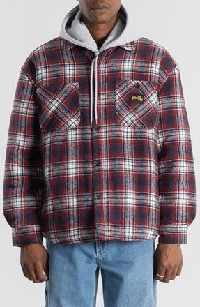 Stan Ray Quilted Plaid Cotton Flannel Button-Up Overshirt in Red at Nordstrom Rack, Size Xx-Large