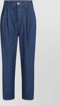 Brunello Cucinelli denim pleated loose trousers