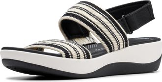Clarks Womens Arla Stroll Flat Sandal, Black Multi, 8.5 Wide