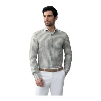 Cavallaro Overhemden, Heren, Groen, M, Linnen, Vittorio Shirt