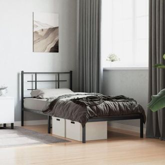 vidaXL Giroletto con Testiera in Metallo Nero 90x190 cm - Vidaxl