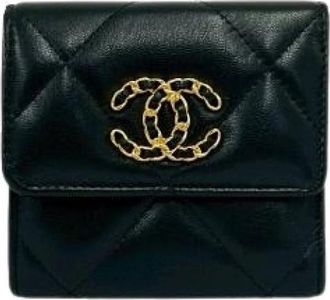 Chanel Pre-owned Matelasse Trifold Portemonnee - Dames - Vintage Accessoires - Zwart - ONE Size - Leer - Vintage
