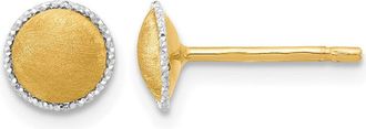 Diamond2Deal 14K Gold with White Gold Accent Brushed Stud Earrings