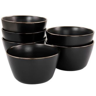 Elama Paul 6 Piece Stoneware Bowl Set in Black at Nordstrom