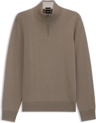 BOSS Zipper-neck sweater in virgin wool with cashmere
