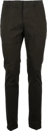 Dondup Brown Gaubert Faux-Leather Effect Stretch Cotton Trousers