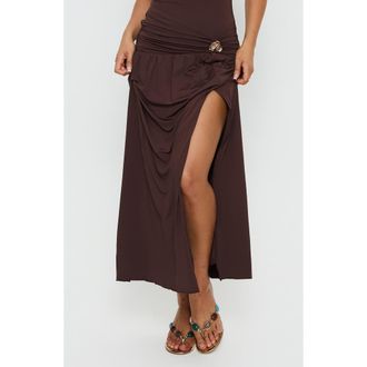 Princess Polly Alexe Ruched Strapless Maxi Dress in Chocolate at Nordstrom, Size 10