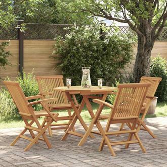 vidaXL Vidaxl - Juego De Comedor Para Jard&iacute;n 5 Piezas Madera Maciza Teca