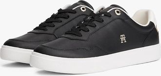 Tommy Hilfiger Womens Tommy Hilfiger Elevated Womens Leather Court Trainers - Black - Size: 6.5