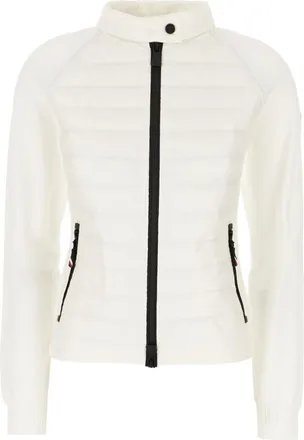 Moncler White Solid Mock Collar Cardigan