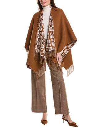 Fendi Dnu Inv Fendi Ff Reversible Wool & Cashmere-Blend Poncho