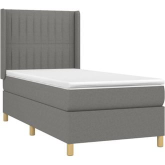 vidaXL Cama Box Spring Con Colch&oacute;n Tela Gris Oscuro 100x200 Cm Vidaxl