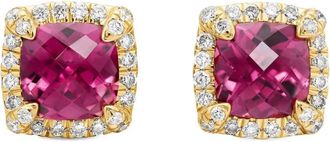 David Yurman Orecchini a bottone Petite Chatelaine in oro giallo 18kt con tormalina e diamanti (5mm)