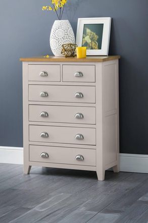 Julian Bowen Richmond 6 Drawer Chest (4+2) in Light Grey