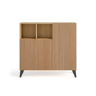 HERDASA Zapatero melamina roble dorado-impresi&oacute;n vallado pata grafito 87x90x27