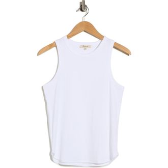Madewell Ribbed Stretch Cotton Cutaway Tank in Eyelet White at Nordstrom Rack, Size X-Large