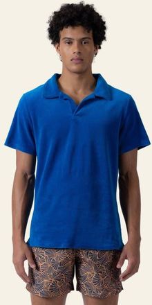 Prince & Bond Riviera Terry Cloth Polo in Mykonos Blue at Nordstrom, Size Xx-Large