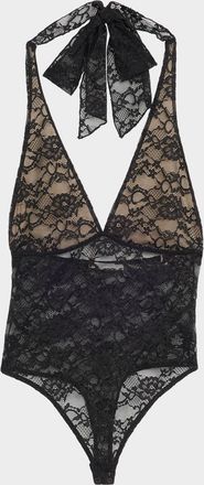 Alice & Olivia Lina Plunging V Lace Bodysuit