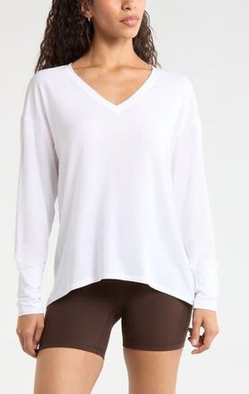 Zella Breathe Long Sleeve T-Shirt in White at Nordstrom, Size X-Large