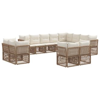 vidaXL Conjunto De Sof&aacute;s De Jard&iacute;n 12 Pcs Beige Rat&aacute;n Sint&eacute;tico Vidaxl