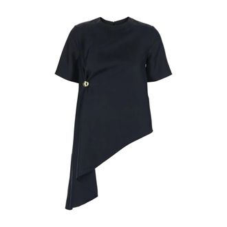 Loulou Studio Madea Asymmetric Top - female - Loulou Studio - Blouses - Black - M - Blouses & Shirts