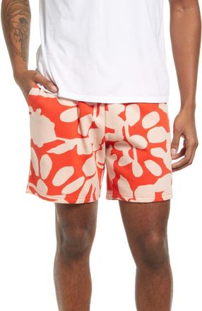 Nordstrom Cristina Martinez Gender Inclusive Fleece Shorts in Orange Outline Shapes at Nordstrom, Size Large