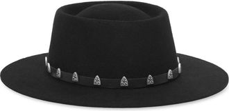 Philipp Plein Hoed met leren riemnoppen - unisex - Hoeden - Zwart - ONE Size - Wol - Accessoires