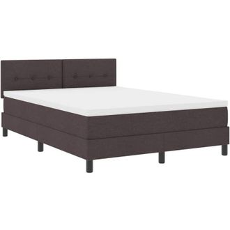 vidaXL Cama Tipo Box Spring Marr&oacute;n Oscuro 140 X 190 Cm Tela Vidaxl