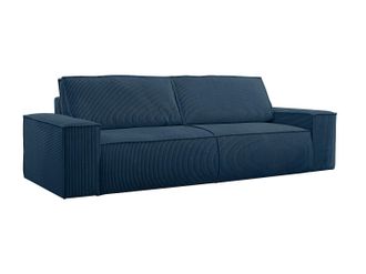 Vente-Unique Sof&aacute; cama de 4 plazas de pana azul AMELIA de PASCAL MORABITO