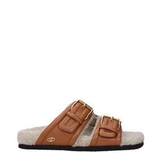 Valentino Garavani Pantoletten und Clogs Damens Leder Braun/Mandel