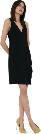 Emporio Armani Jurk met V-hals zonder mouwen - Dames - Korte kleedjes - Zwart - XS - Polyester - Kleedjes