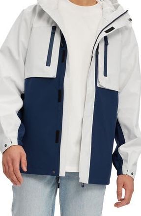 Noize Elliott Water Resistant Two Tone Hooded Jacket in White/Navy at Nordstrom Rack, Size Medium
