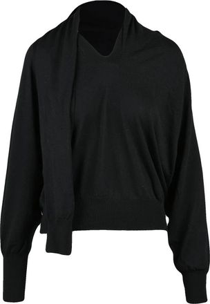 Jucca V-hals trui met sjaalkraag - Dames - V-hals truien - Zwart - XS - Wol - Truien & Vesten