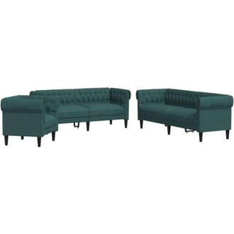 vidaXL Juego De Sof&aacute;s 3 Piezas Tela Verde Oscuro Vidaxl