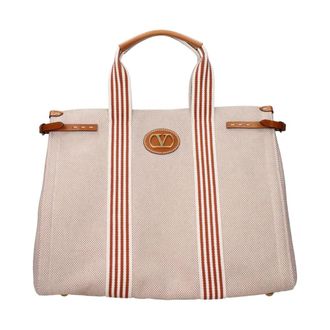 Valentino Garavani Vltn Canvas Tote Bag - Heren - Tassen - Beige - Maat: ONE Size