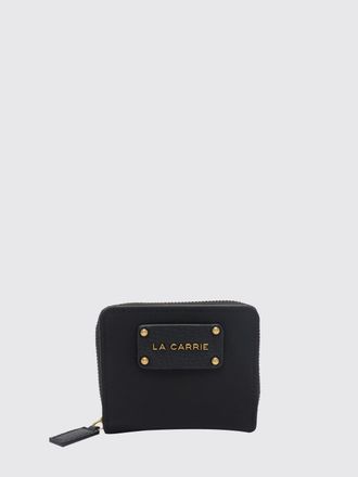 La Carrie Portafoglio bifold in pelle sintetica a grana con logo metallico