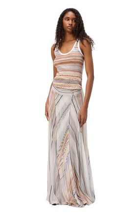 Missoni Striped Pleated Wrap Skirt in White at Nordstrom, Size 40 It