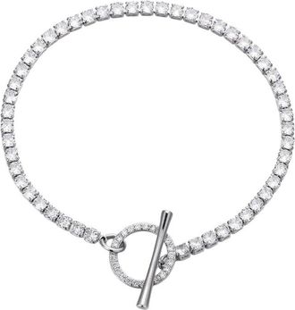 Adornia Adornia Silver Plated Crystal Toggle Tennis Bracelet