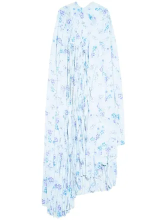 Balenciaga Maxi-jurk met bloemenprint - Blauw