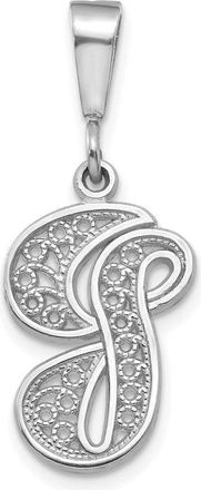 Diamond2Deal 10K White Gold Filigree Initial G Pendant