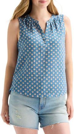 Lucky Brand Split Neck Sleeveless Top in Navy Multi at Nordstrom Rack, Size X-Small