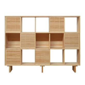 Naan Furniture Librer&iacute;a en madera maciza natural 6 puertas 160 cm barnizado
