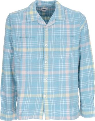 Obey Blauwe Flanellen Overhemd met Lange Mouwen - Heren - Casual Overhemden - Blauw - XL - Katoen - Overhemden