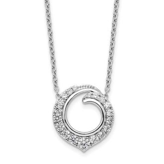 Diamond2Deal 14K White Gold Lab Grown Diamond Circle Necklace 18 Clarity VS, Color G-H