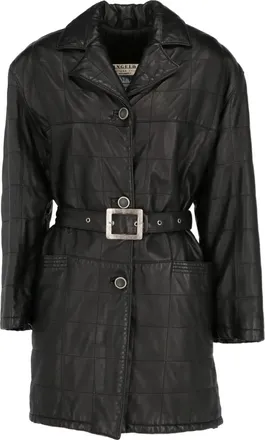 A.N.G.E.L.O. Vintage Cult Cappotto in pelle con cintura anni 90 - Nero