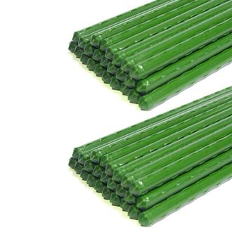 OEM Paquete De 50 Estacas Met&aacute;licas Para Jard&iacute;n Con Revestimiento De Pl&aacute;stico Para Plantas, Soportes Para Trepadoras De Tomates, &Aacute;rboles, Pepinos Y Cercas