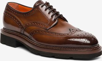 Santoni Glänzende Lederschnürschuhe mit Perforation