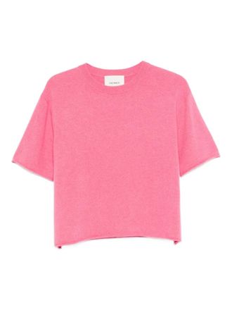 Lisa Yang raw-hem short-sleeve sweater - Pink