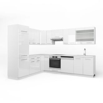 Vicco Cucina angolare completa Fame-Line, Bianco, 227 x 60 cm senza piano di lavoro